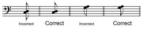 harmonic interval 8th note flags