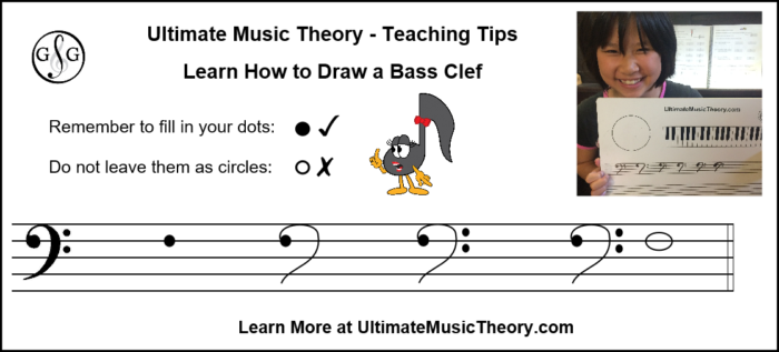 How to draw a Bass Clef - UltimateMusicTheory.com