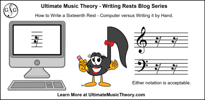 UMT Writing Rests Sixteenth Rest Computer versus By Hand