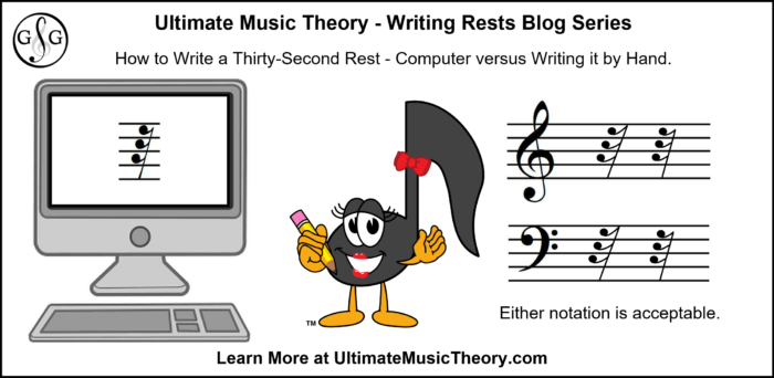 UMT Writing Thirty-Second Rests computer versus By Hand